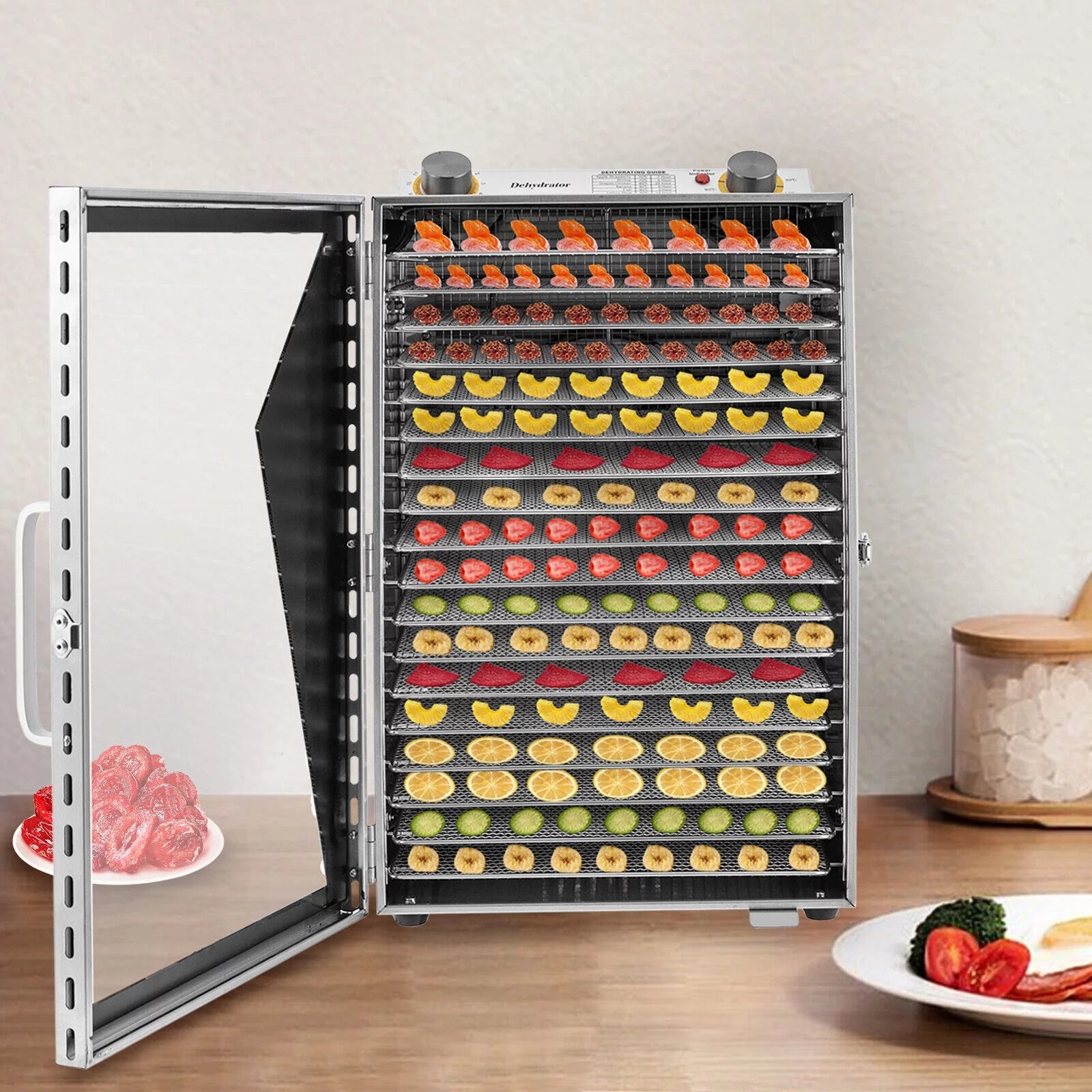 18 Trays Dryer Commercial Food Dehydrators 600W Stainless Steel Drying Machine