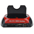 HDD Docking Station IDE SATA Dual USB Clone Hard Drive Multi Function Reader With US Plug