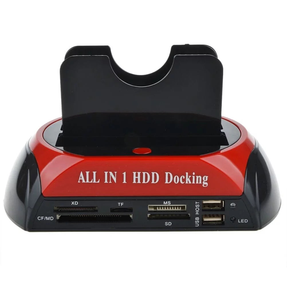 HDD Docking Station IDE SATA Dual USB Clone Hard Drive Multi Function Reader With US Plug