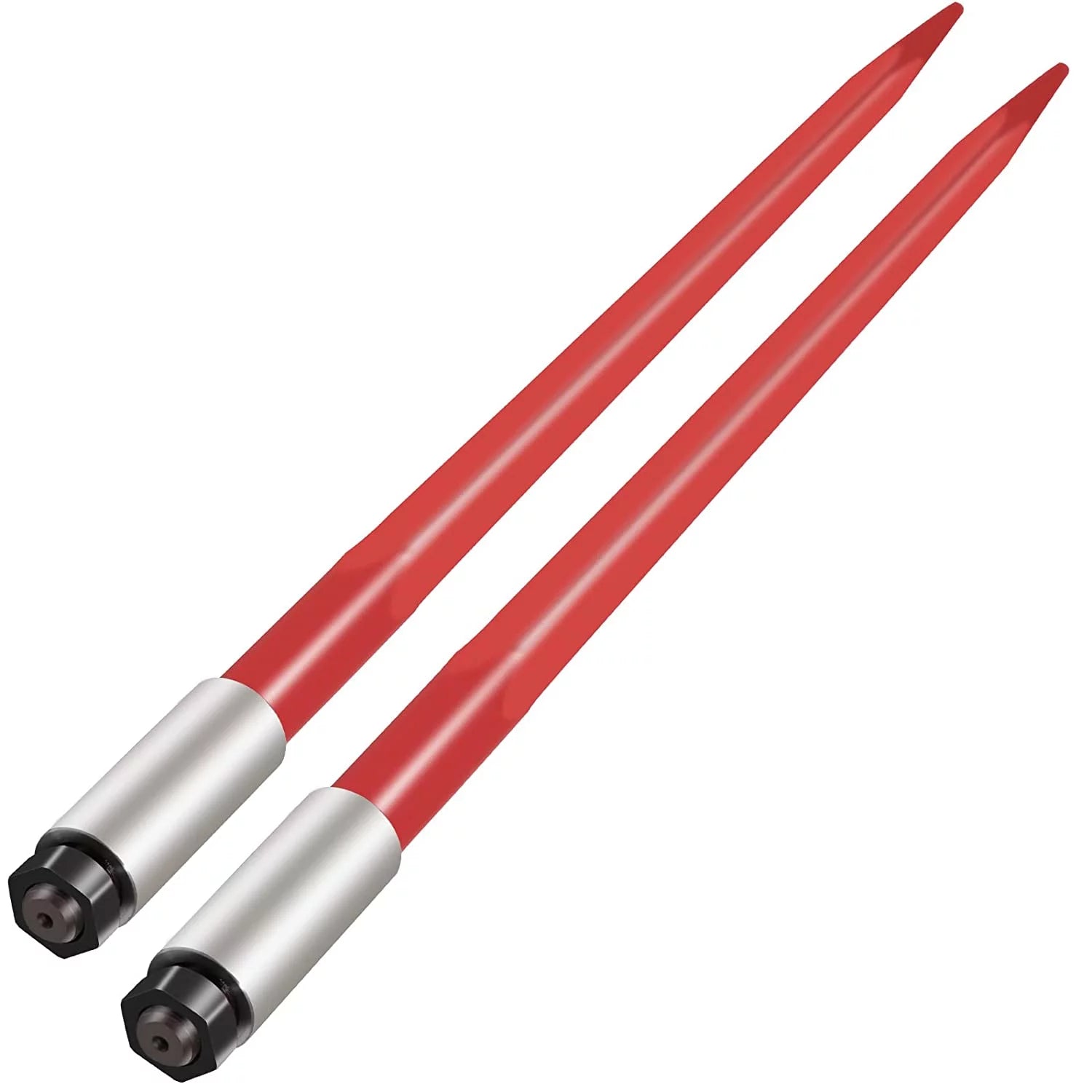 VEVOR Pair Hay Spear 39 Bale Spear 3000 lbs Capacity, Bale Spike Quick Attach Square Hay Bale Spears 1 3/4, Red Coated Bale Forks, Bale Hay Spike with Hex Nut & Sleeve for Buckets Tractors Loaders