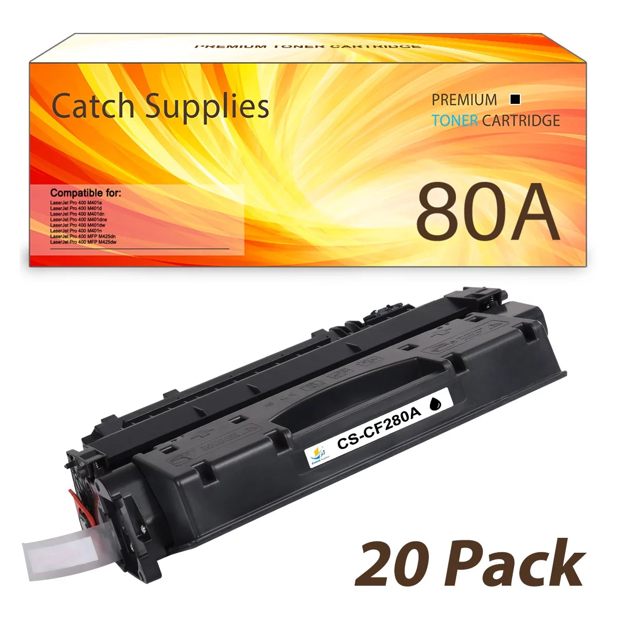 80A | CF280A Black Toner Cartridge CF280AD1 Replacement for HP Pro 400 Pro MFP M425dn Pro 400 M401n M401dne M401dw M401dn Printer Ink (20-Pack)