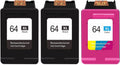 3 Pack Black/Color 64XL 64 XL Replacement Ink Cartridge compatible for ENVY Photo 6252 6255 6258 7855