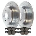AutoShack Rear Drilled Slotted Brake Rotors Silver and Ceramic Pads Kit Driver and Passenger Side Replacement for 2013-2017 Ford Fusion 2017-2019 Escape 2013-2016 Lincoln MKZ 2015-2019 MKC V6 BRKPK567