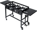 Portable Propane 87,000-BTU Triple-Burner Outdoor Camp Stove Side Table Patio Cooking Wheel W/Regulator 4 Hook Utensil Holder