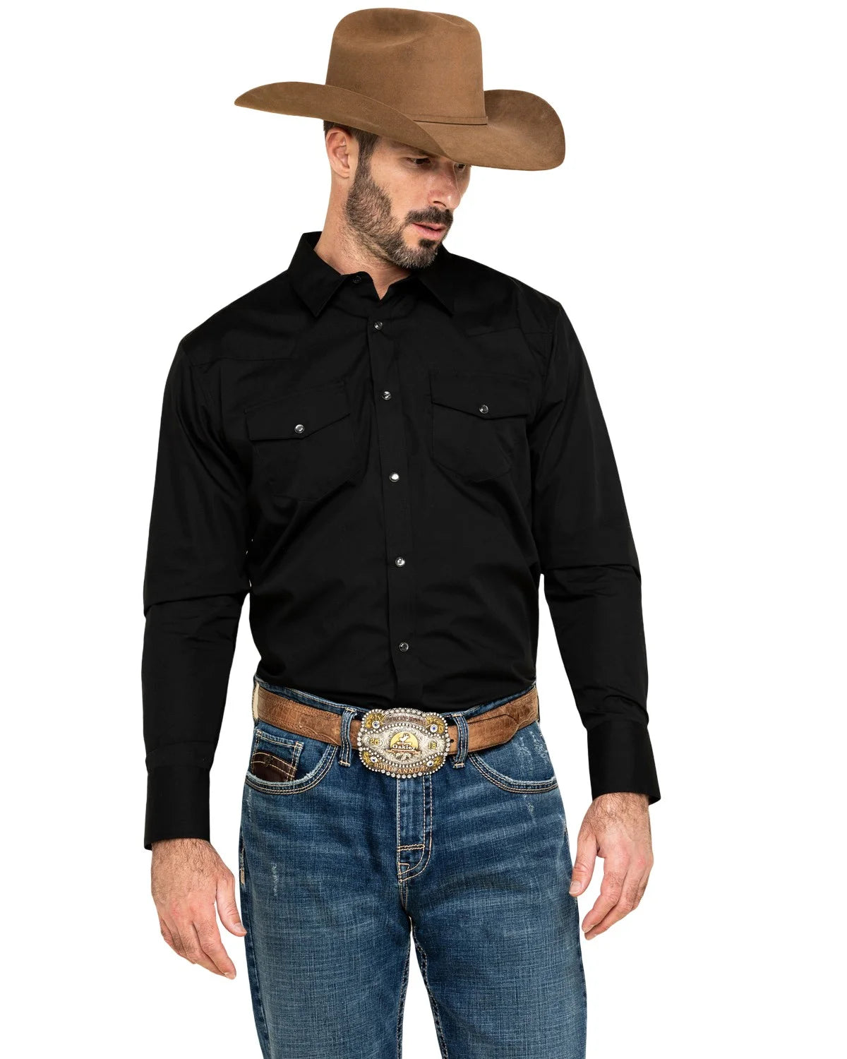 Gibson Trading Co Men's Long Sleeve Snap Western Shirt Big Black 3X
