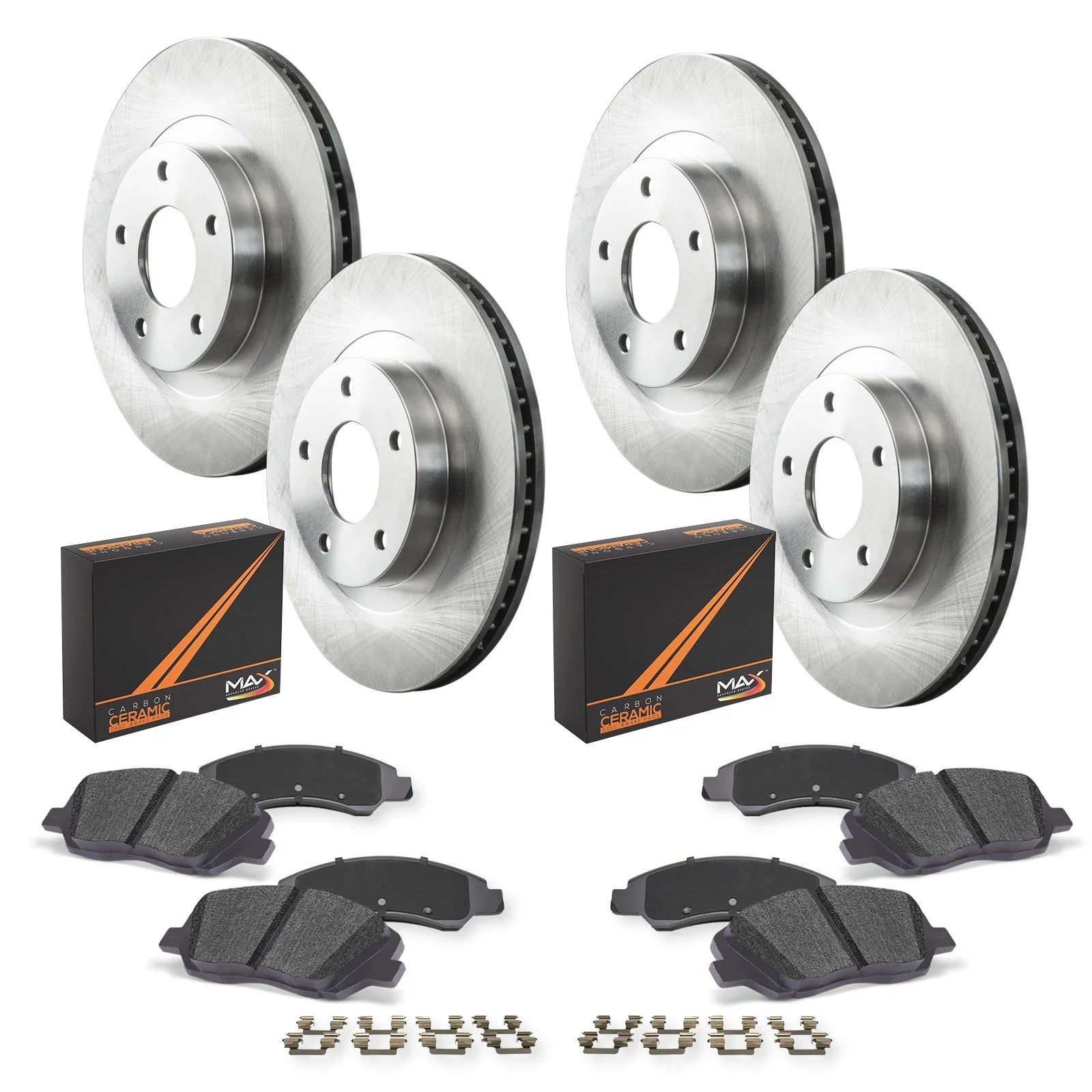 Max Advanced Brakes - Brake Kit for 2009 2010 2011 Honda Civic Hybrid Front and Rear Replacement Disc Brake Rotors and Ceramic Brake Pads