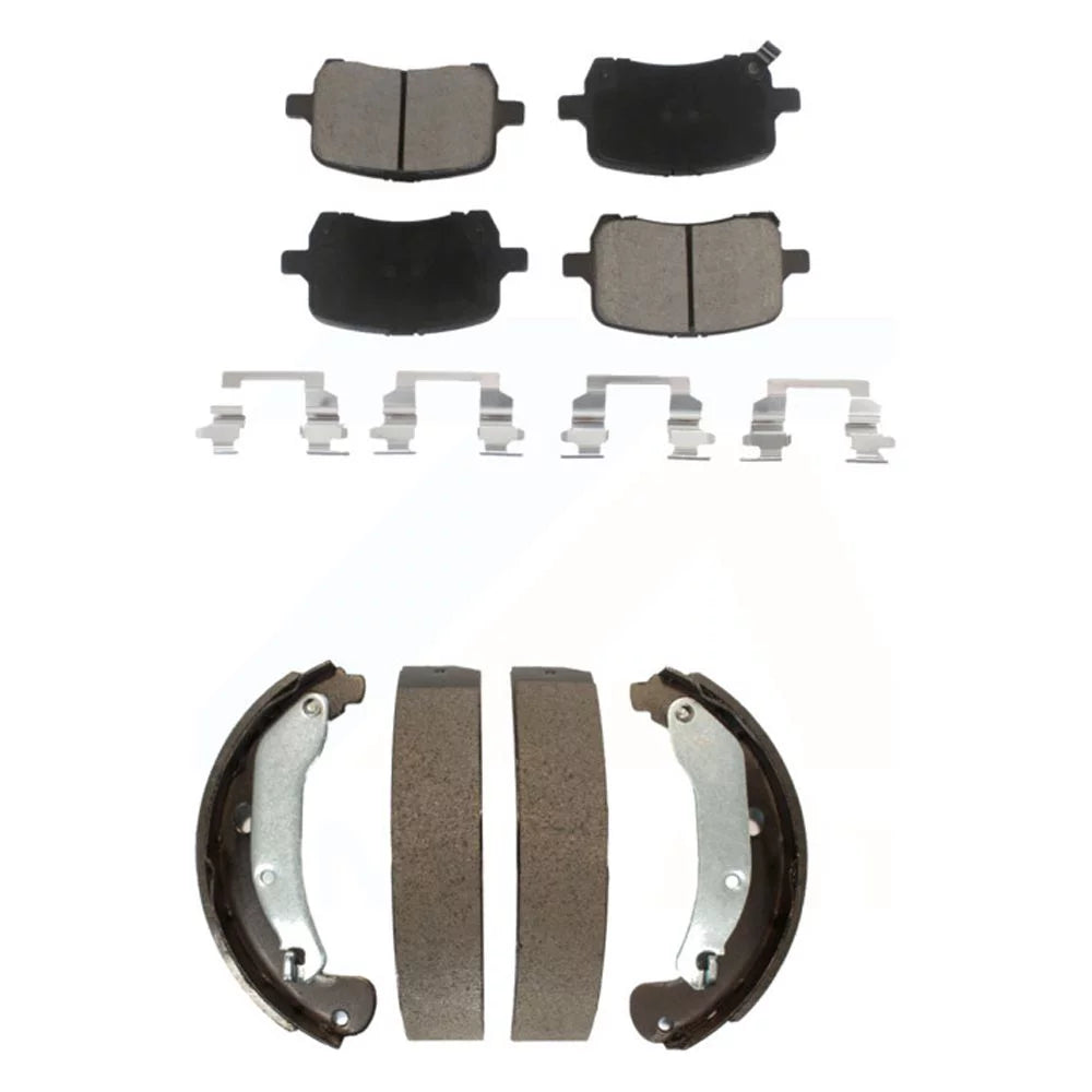 Transit Auto - Front Rear Ceramic Brake Pads And Drum Shoes Kit For Chevrolet Cobalt Saturn Ion HHR Pontiac Pursuit KCN-100448