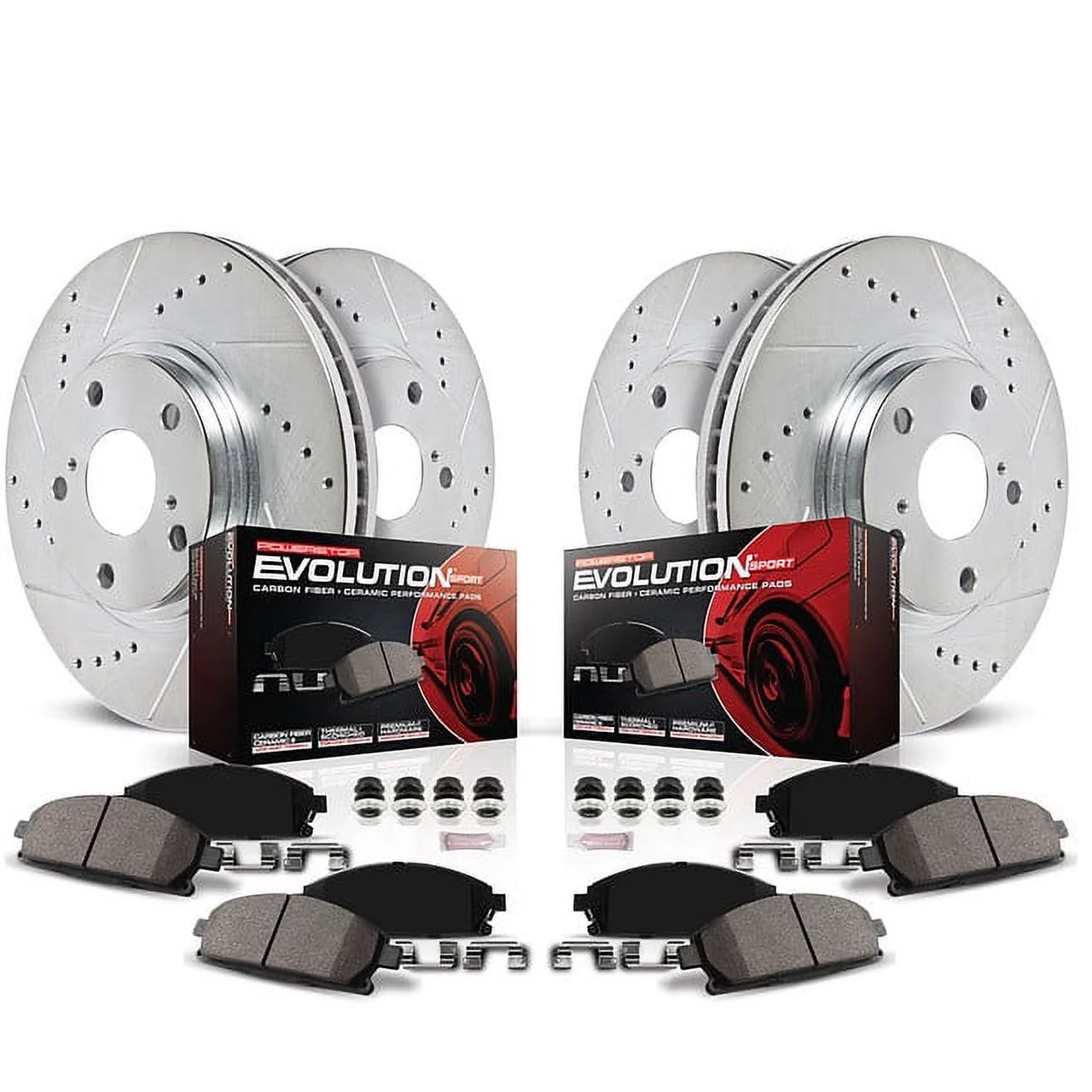 Power Stop Front and Rear Ceramic Brake Pad and Drilled and Slotted Rotor Kit K7413