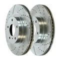 AutoShack Front Drilled Slotted Brake Rotors Silver Set of 2 Driver and Passenger Side Replacement for 2003-2005 Nissan 350Z 2003 2004 2005 INFINITI G35 3.5L V6 AWD RWD PR41352DSZPR