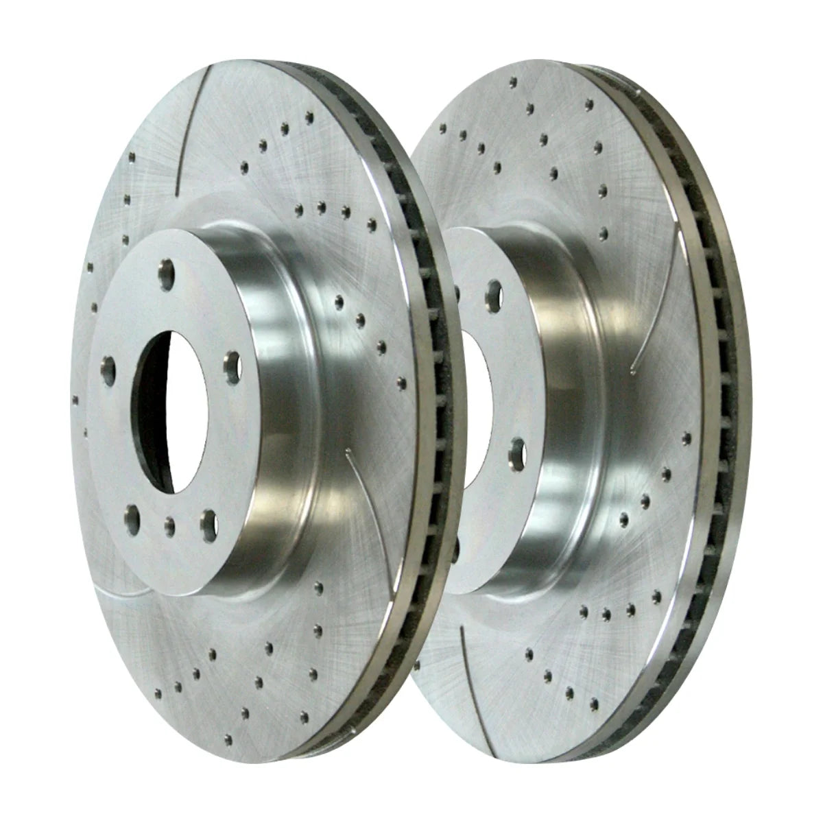 AutoShack Front Drilled Slotted Brake Rotors Silver Set of 2 Driver and Passenger Side Replacement for 2003-2005 Nissan 350Z 2003 2004 2005 INFINITI G35 3.5L V6 AWD RWD PR41352DSZPR