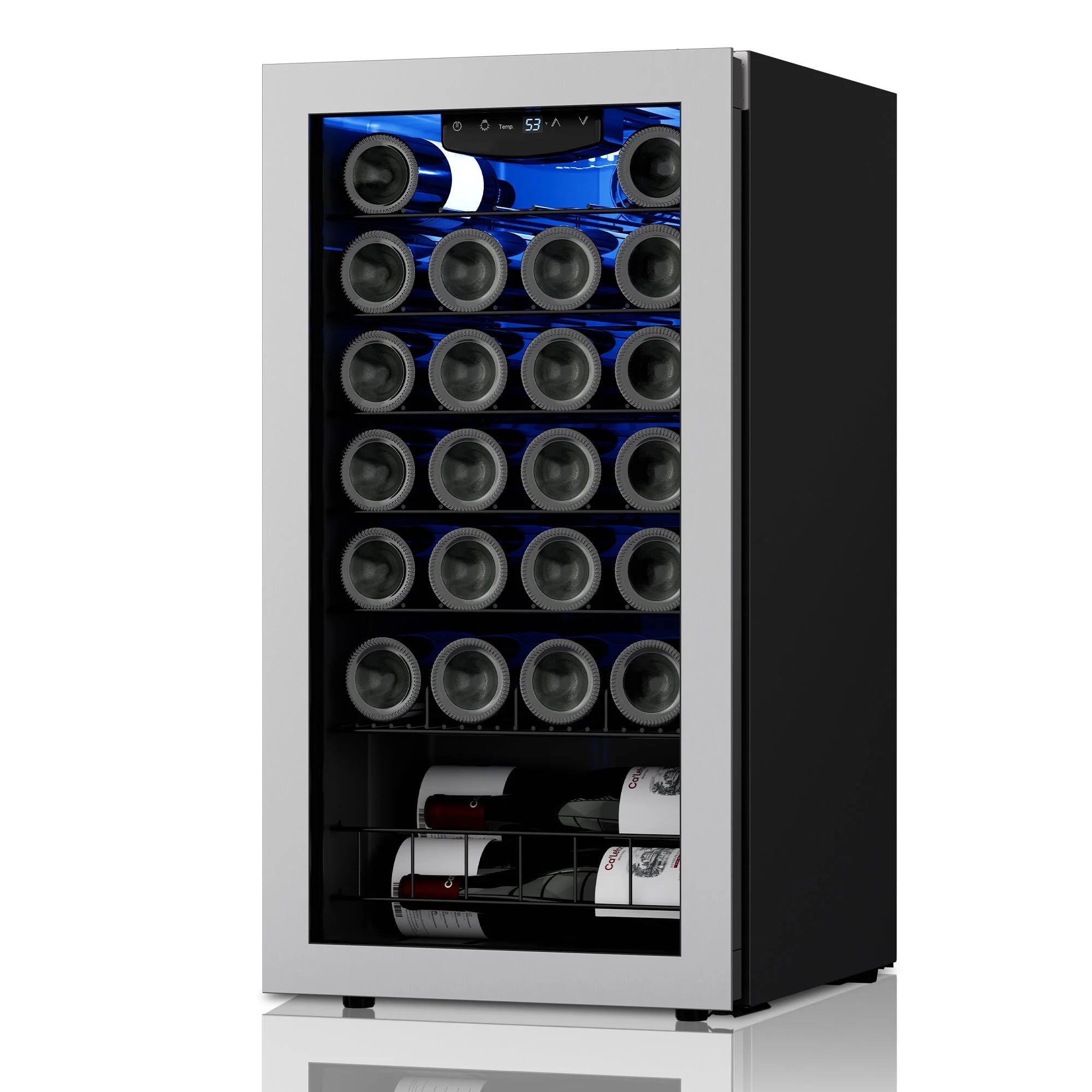 CLF Wine Refrigerator Cooler£¬27 Bottle Mini Wine Fridge Freestanding Wine Cellar with Glass Door