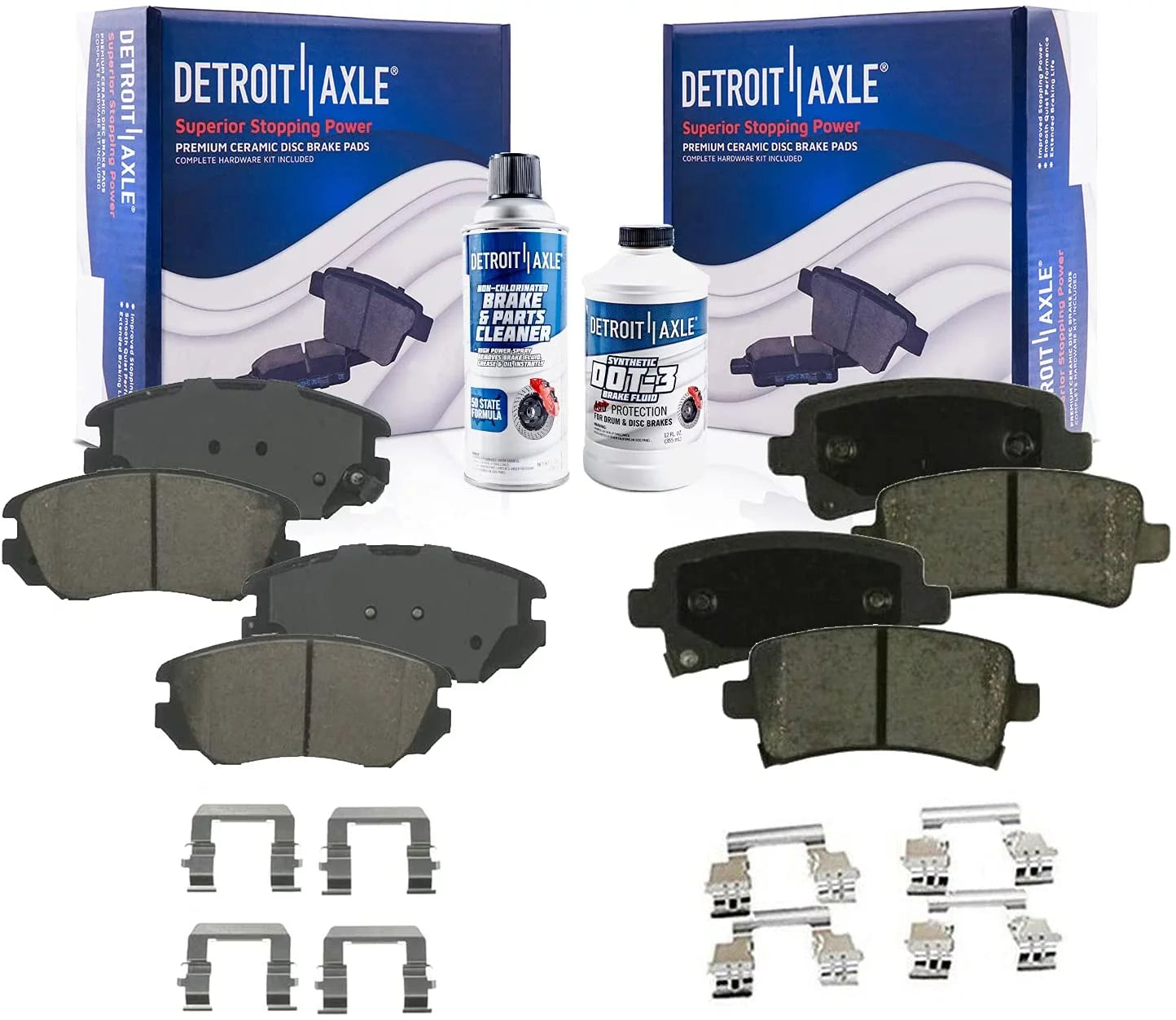 Detroit Axle - Brake Pads for Chevy Impala Malibu Limited Buick Allure Regal LaCrosse Saab 9-5, 4 Front and Rear Ceramic Brakes Pads Replacement