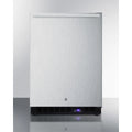 Frost-free outdoor all-freezer in complete stainless steel, with icemaker, digital thermostat, horizontal handle, and lock; built-in or freestanding use