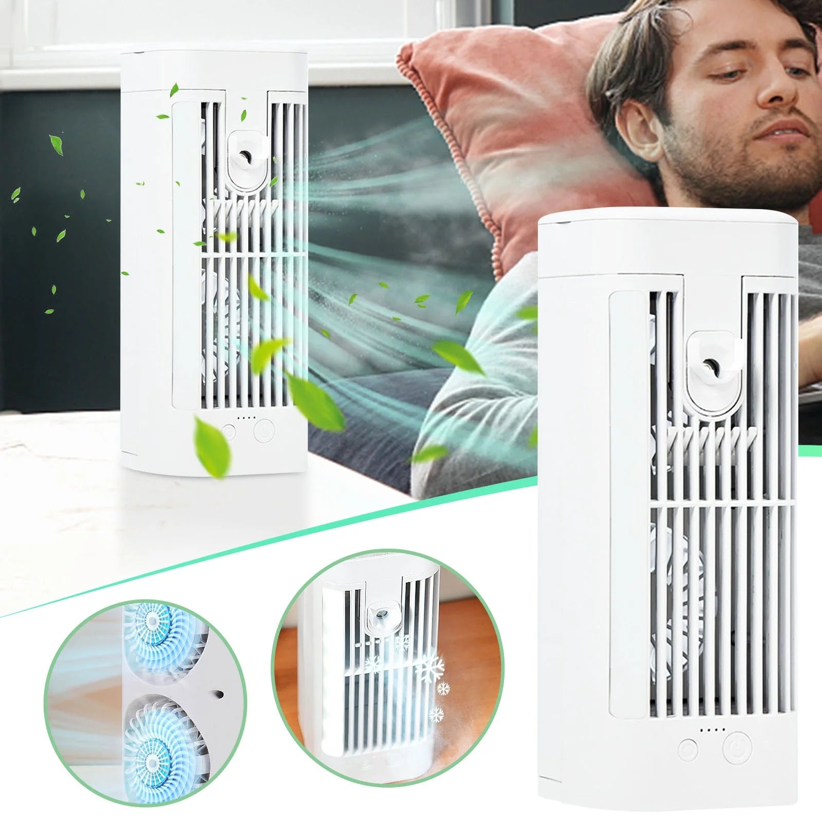 Cooler Fan Conditioner, Surface Conditioning Household Spray Refrigeration Small Conditioning Indoor Water Electric Fan Night Light Fan, Portable Air Conditioner Water Cooler