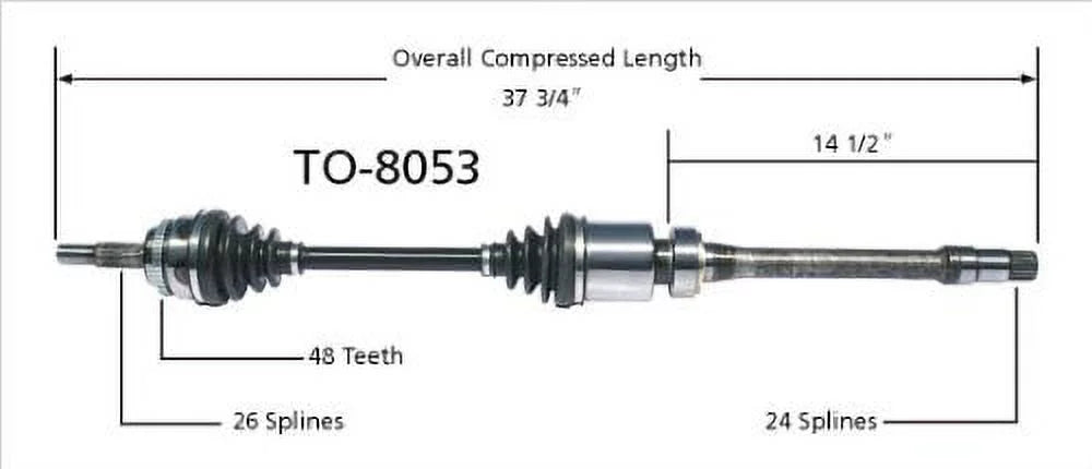 Wonh To-8053 Cv Axle Shaft Fits select: 2002-2006 TOYOTA CAMRY, 2001-2007 TOYOTA HIGHLANDER
