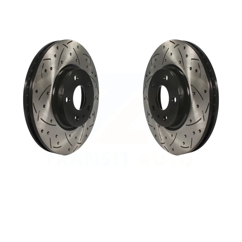 Front Coated Drilled Slotted Disc Brake Rotors Pair For Ford Fusion Lincoln MKZ KD-100019