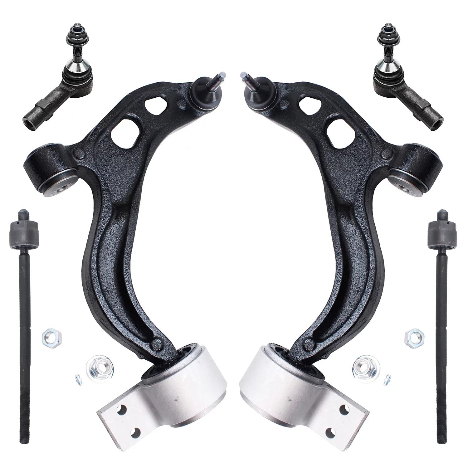 Detroit Axle - Front Lower Control Arms w/ Ball Joints Tie Rods Replacement for Ford Flex Taurus Lincoln MKS MKT Fits select: 2010-2012 FORD FLEX SEL