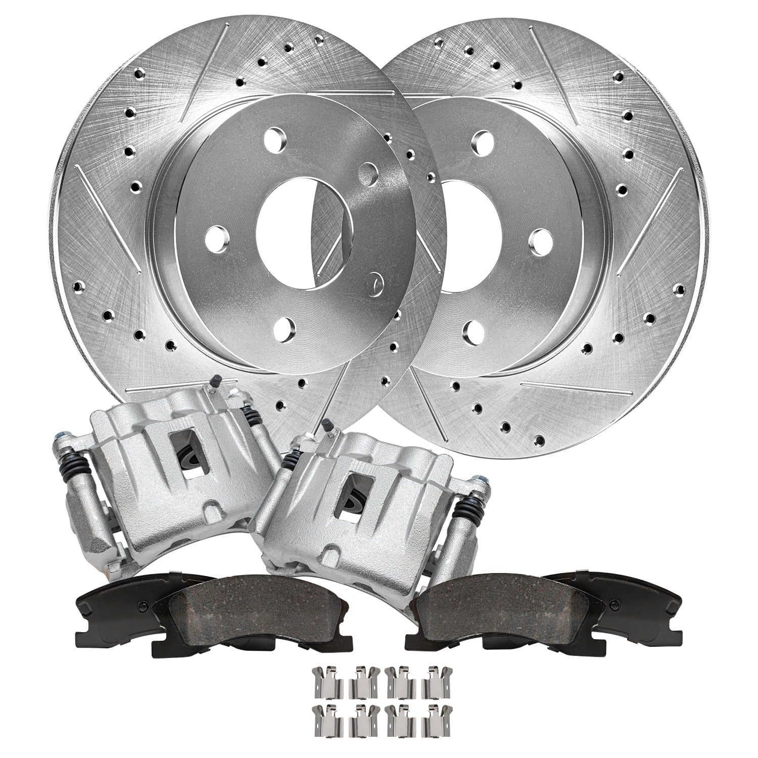 Detroit Axle - Front Drilled Slotted Brake Kit Brake Calipers Replacement for Jeep Grand Cherokee