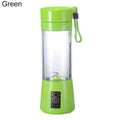 Multi-Function Electric Fruit mixer Shaker Bottle Juice cup USB Fruit Juicer 380ml 2 Blades Blender GREEN