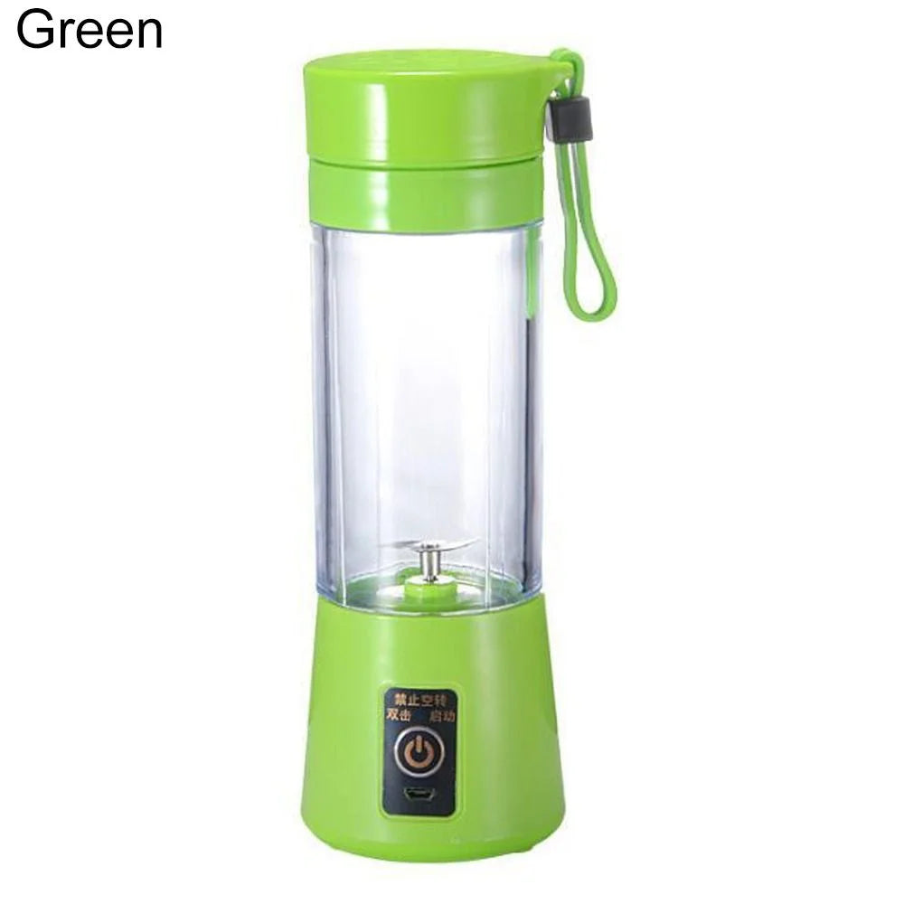 Multi-Function Electric Fruit mixer Shaker Bottle Juice cup USB Fruit Juicer 380ml 2 Blades Blender GREEN
