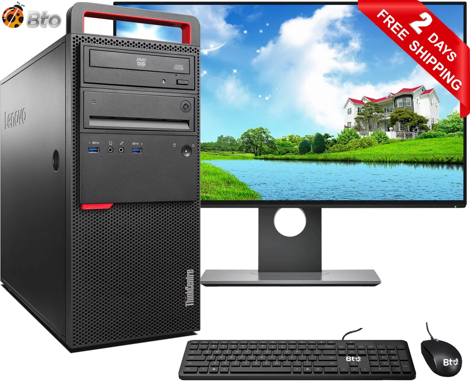 Lenovo ThinkCentre M900 Desktop Tower Computer, Core i5-6400 upto 3.3GHz Processor, 16GB DDR4 Ram, 256GB M.2 SSD, 2TB HDD, New 20 inch LCD, Keyboard and Mouse, Wi-Fi, Windows 10 Pro PC (Refurbished)