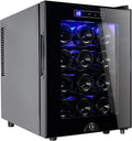 12 Bottle Wine Cooler Refrigerator,Wine Fridge Freestanding with Lock & Digital Temperature Control Fridge Glass Door,Mini Wine Cabinet for Red, White, Champagne or Sparkling