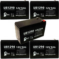 5x Pack - Compatible ADI 5140XM Battery - Replacement UB1290 Universal Sealed Lead Acid Battery (12V, 9Ah, 9000mAh, F1 Terminal, AGM, SLA) - Includes 10 F1 to F2 Terminal Adapters
