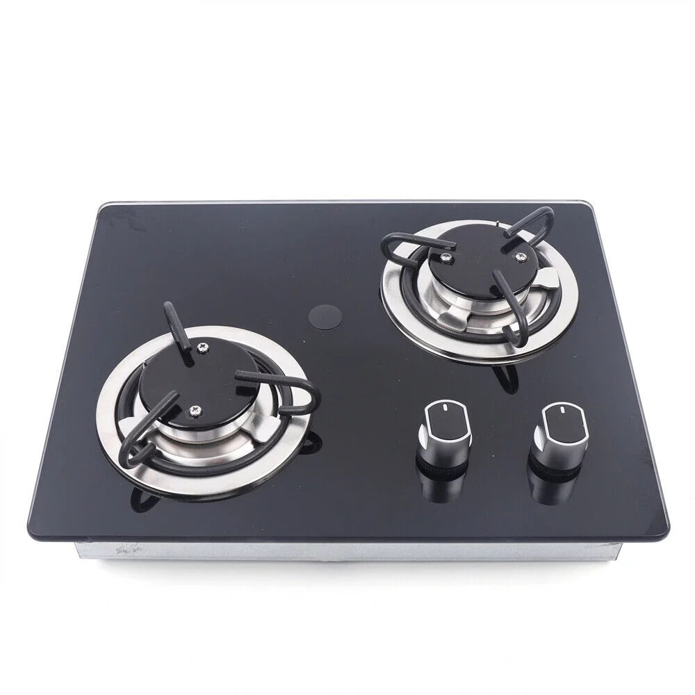 Flkoendmall Gas Camping Stove 2 Burner Countertop Cooktop Gas Cooker
