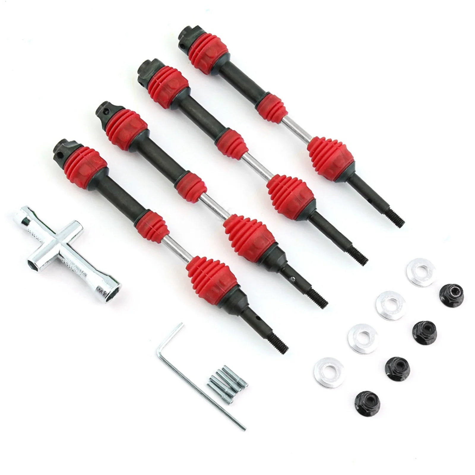 OWSOO Drive Shaft,1/10 Car Rustler Stampede VXL Pcs Rear Drive CVD Slash Rustler 4 Pcs Rear Stampede VXL 4X4 Drive Shaft Steel Shaft Steel Driveshaft Rear Drive Shaft 1/10 Remote Car ERYUE HUIOP