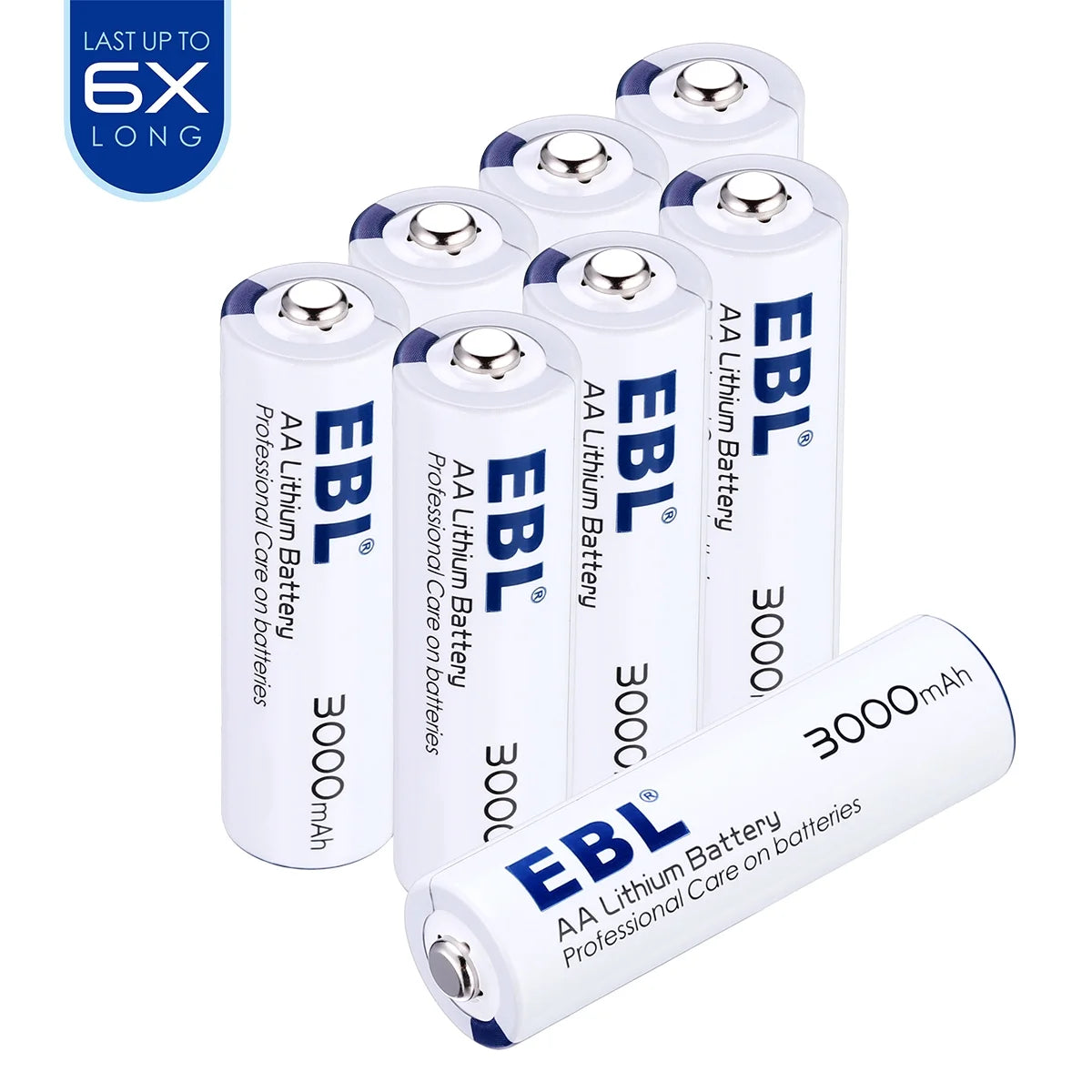 EBL Lithium AA Batteries (8 Pack), Double A Batteries 3000mAh 1.5V with Storage Box