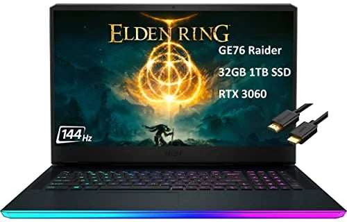 2022 MSI GE76 Raider 17.3 144Hz (32GB RAM, 1TB PCIe SSD, Intel 8-Core i7-11800H (Beat Ryzen 7 5800H), RTX 3060), FHD Gaming Laptop, Thunderbolt 4, Webcam, RGB Backlit, IST HDMI, Windows 10 (used)