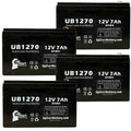 4x Pack - Compatible ADI 5140XM Battery - Replacement UB1270 Universal Sealed Lead Acid Battery (12V, 7Ah, 7000mAh, F1 Terminal, AGM, SLA) - Includes 8 F1 to F2 Terminal Adapters