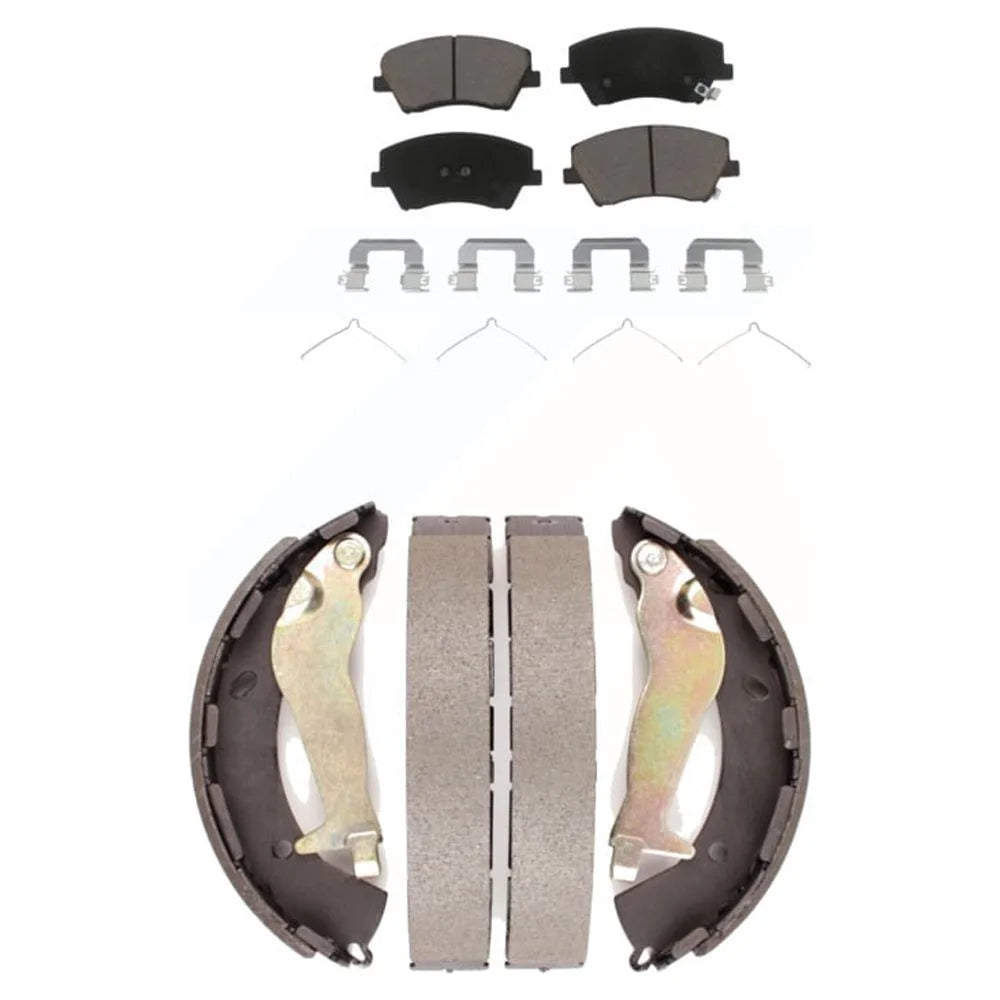 Transit Auto - Front Rear Ceramic Brake Pads And Drum Shoes Kit For Hyundai Elantra KCN-100393