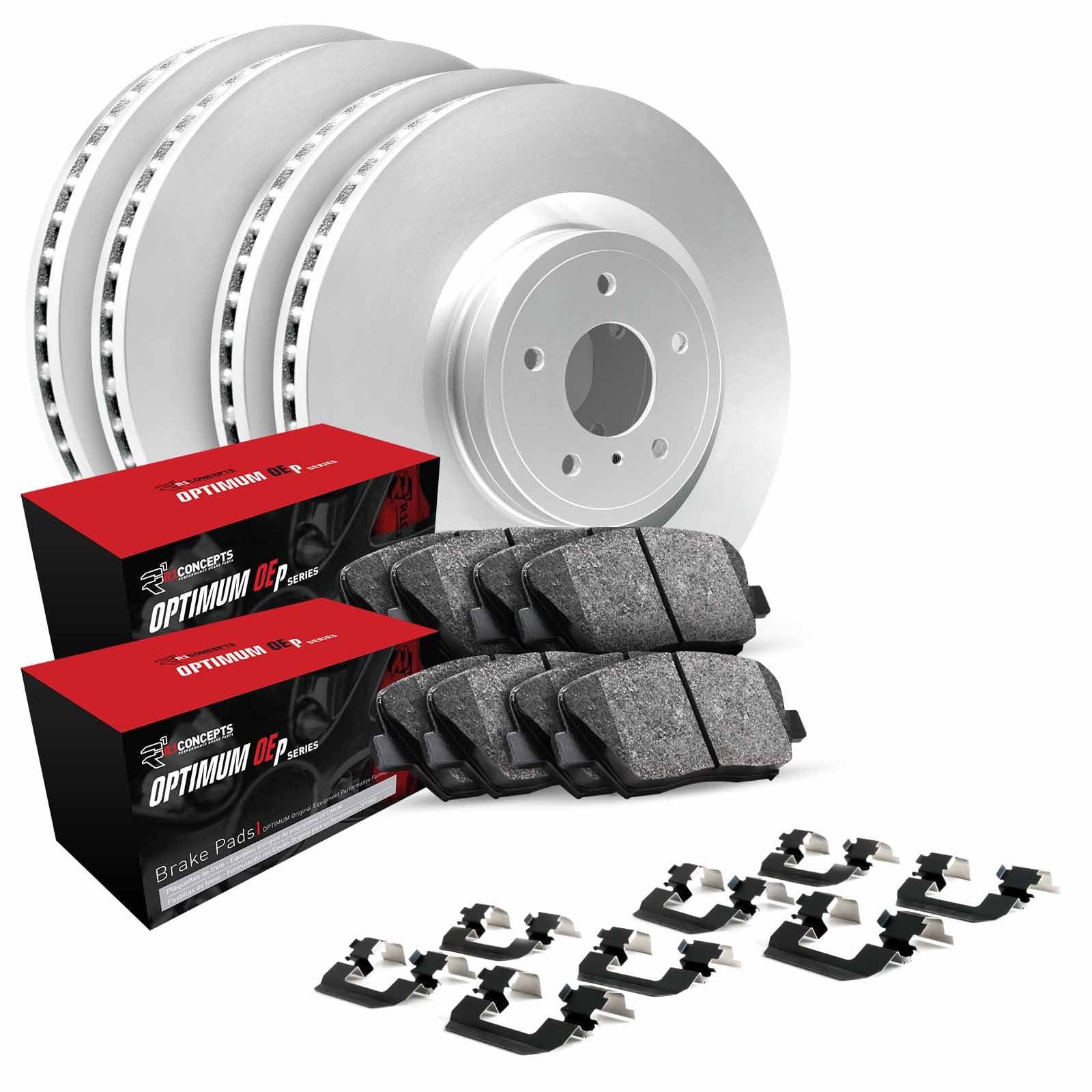 R1 Concepts Wduh2 67050 R1 Brake Rotors Carbon Coated W/ Optimum Oe Pads & Hdw Fits select: 2005-2007 INFINITI G35, 2006-2009 NISSAN 350Z