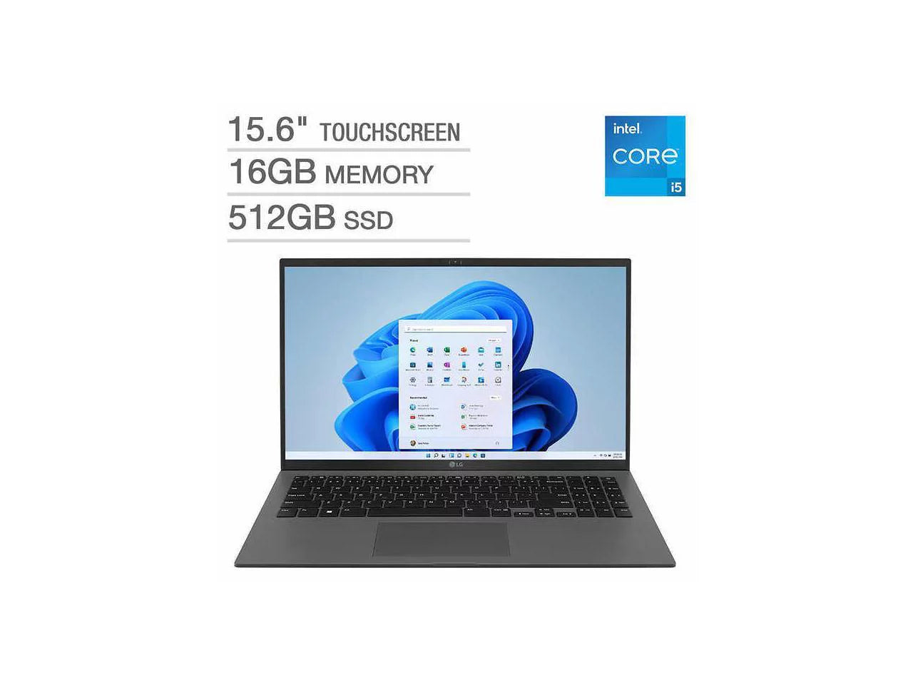 LG gram 15.6 Touchscreen Laptop - 12th Gen Intel Core i5-1240P - 1080p - Windows 11 16GB RAM 512GB SSD Notebook
