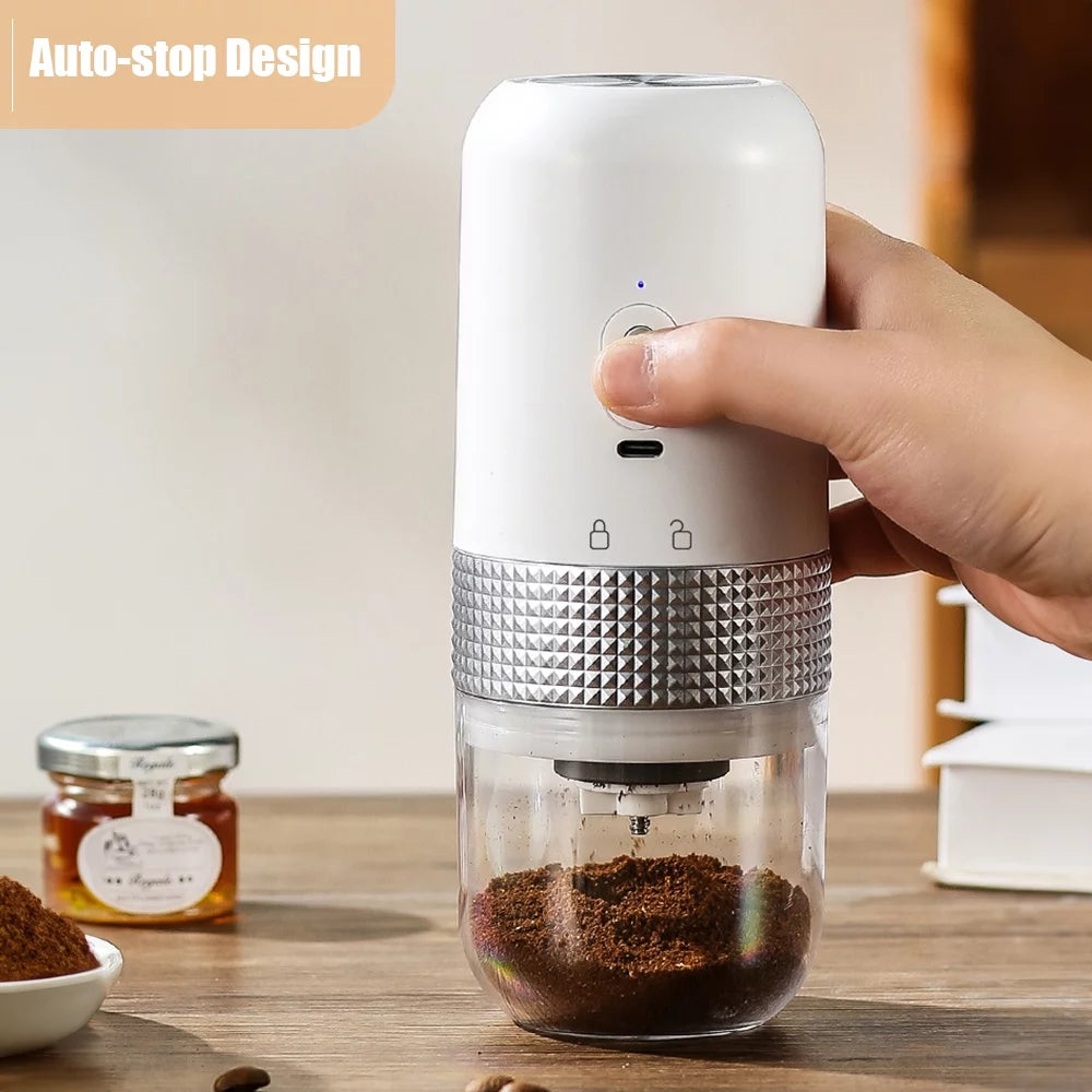 Dcenta Electric Burr Coffee Grinder, USB Rechargeable, Adjustable Setting, Cordless Coffee Bean Grinder, Cleaning Brush, Convenient for Office Household
