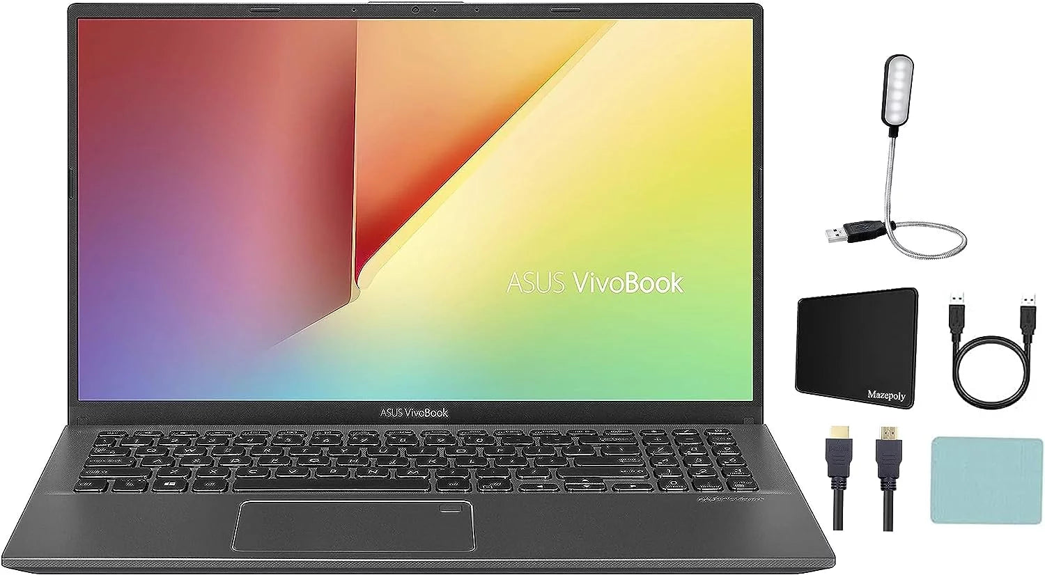 ASUS VivoBook 15.6'' Touchscreen FHD 1080p Laptop PC, 10th Gen Quad-Core Intel I5-1035G1, 1.0GHz, 12GB DDR4 RAM, 512GB PCIe SSD, Fingerprint Reader, Windows 10 Home, Black + Mazepoly Accessores