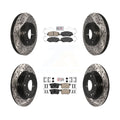 Transit Auto - Front Rear Ceramic Pads And Coated Drilled Slotted Disc Brake Rotors Kit For Honda Civic KDA-100833