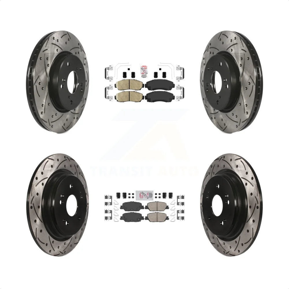 Transit Auto - Front Rear Ceramic Pads And Coated Drilled Slotted Disc Brake Rotors Kit For 2020 Honda CR-V 2.0L with FULL HYBRID EV-GAS (FHEV) engine KDA-101520