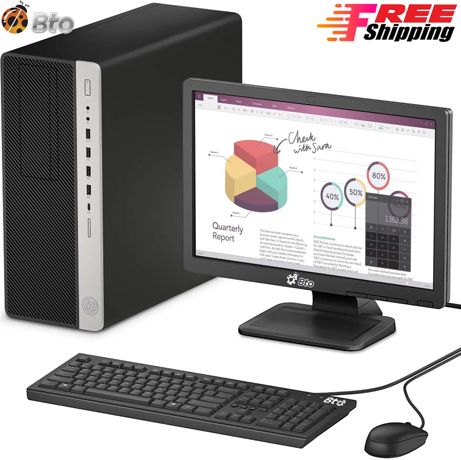 Restored HP G4 Desktop Tower PC Intel Hexa Core i7 8700 8th Gen. upto 4.60GHz Processor, 32GB DDR4 Ram, 1TB NVMe M.2 SSD, New 24 FHD LED Monitor, WiFi, Windows 11 Pro Computer (Refurbished)