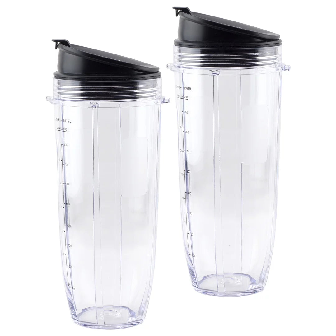 2 Pack 32 oz Cup with Sip & Seal Lid Replacement Parts 407KKU641 408KKU641 Compatible with Nutri Ninja Auto-iQ BL480 BL640 CT680 Blenders