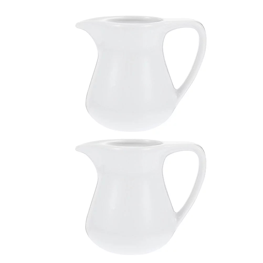 2Pcs Ceramic Milk Jug Coffee Latte Art Cup Ceramic Milk Pitcher Syrup Pitcher for Shop