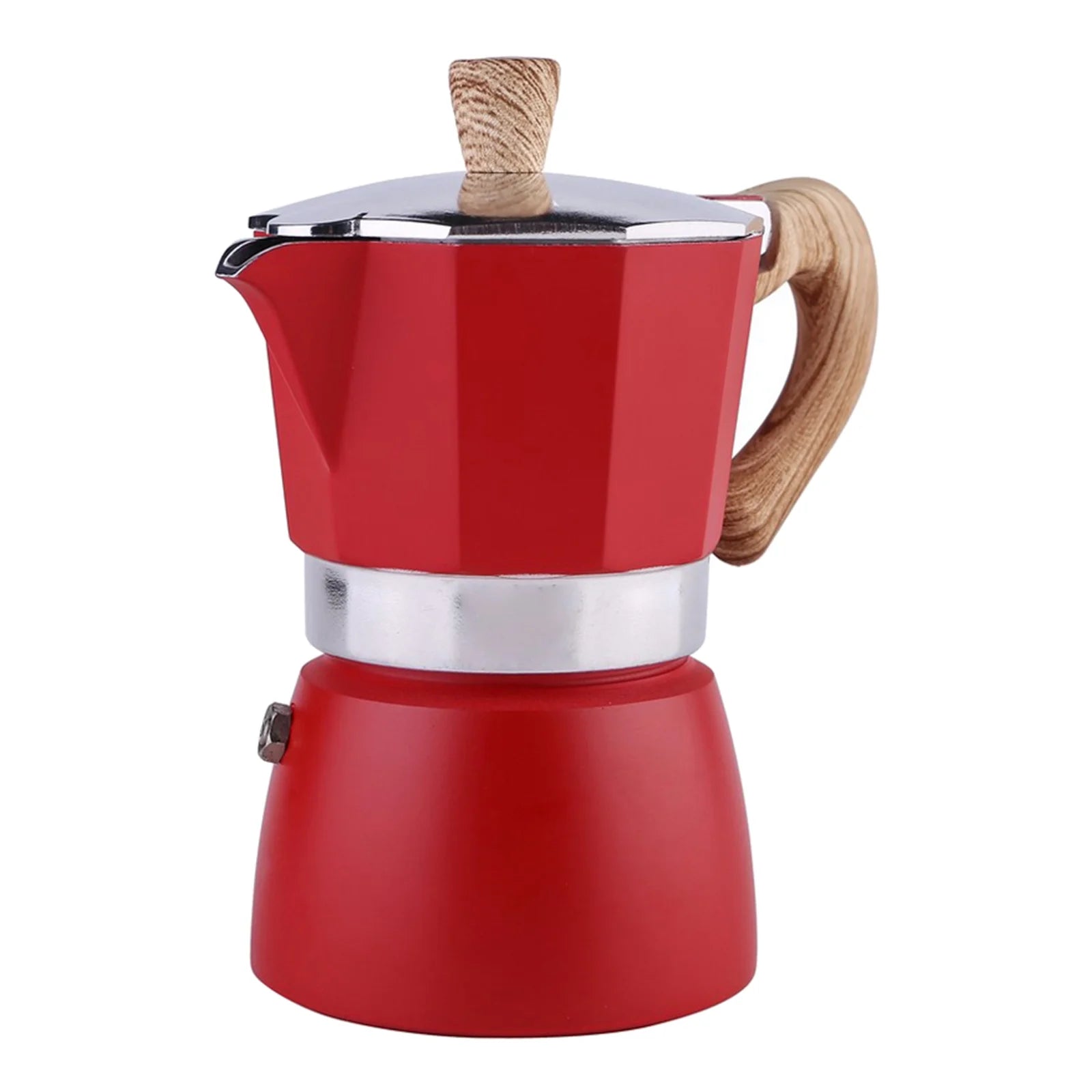 Aluminum Espresso Maker Maker Classic Italian Makes Delicious Coffee - Red 300ml