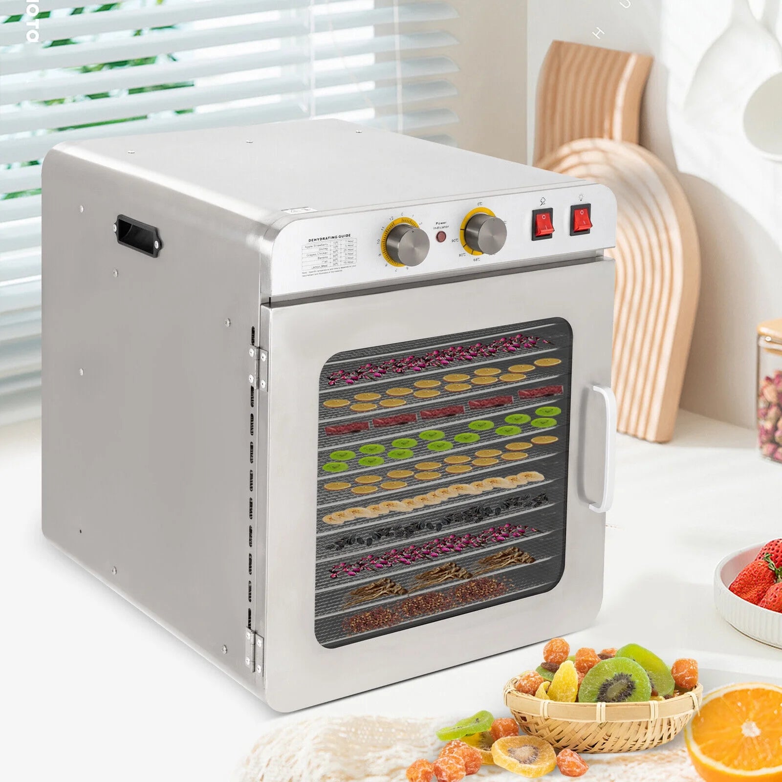 12 Tray 110V Commercial Food Dehydrator Stainless Steel Fruit Meat Dryer Machine