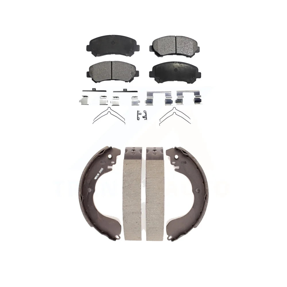 Transit Auto - Front Rear Ceramic Brake Pads And Drum Shoes Kit For 2007-2012 Nissan Sentra SE-R Spec V KTN-100226