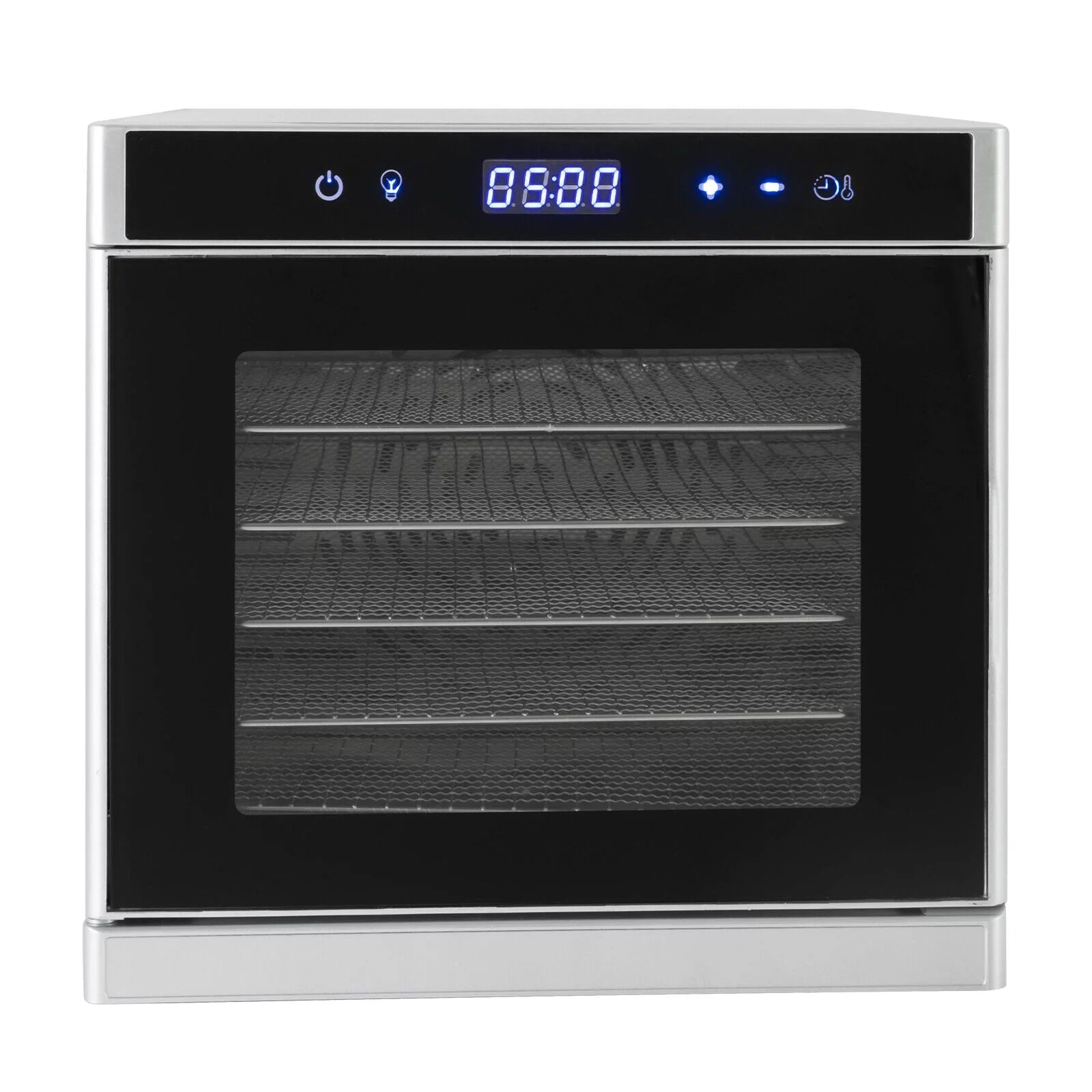 Oukaning 6 Tray Food Dehydrator Machine Preserver Fruit Vegetable Dryer w/ Temp Control Fruit Jerky Dryer Blower 700W