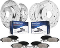 Detroit Axle - Brake Kit for Lexus ES300h ES350 Toyota Camry Avalon Drilled and Slotted Brake Rotors Ceramic Brakes Pads Front and Rear Replacement: 11.65 Front and 11.06 Rear Rotors