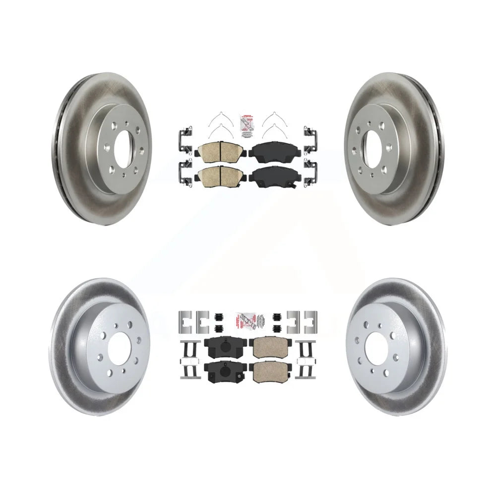 Transit Auto - Front Rear Ceramic Pads And Coated Disc Brake Rotors Kit For 2002-2003 Honda Civic Si with Hatchback KGA-101980