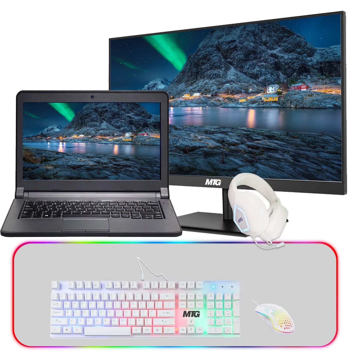 Restored 13.3 Inch Laptop HD Screen, Core i3 5th Gen, 8GB DDR3 RAM, 120GB SSD, 4 in 1 Gaming Kit, MTG New 27 Inch 165HZ Gaming Monitor, HDMI, Inbuilt Webcam, Wi-Fi, Bluetooth, Win 10 Pro (Renewed)