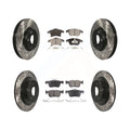 Transit Auto - Front Rear Coated Drilled Slotted Disc Brake Rotors And Semi-Metallic Pads Kit For Ford Fusion Lincoln MKZ KDF-100234